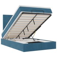 Османска легло с матраци, тъмносиньо, 120x200 см, кадифе