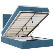 Османска легло с матраци и LED, тъмносиньо, 120x200 см, кадифе