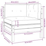 Градински комплект от 3 части, с възглавници, черен, бор масив
