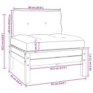 Градински комплект от 3 части, с възглавници, черен, бор масив