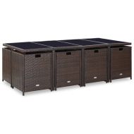 Градински комплект с възглавници, 13 части, кафяв полиратан