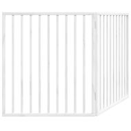 Сгъваема порта за кучета, 2 панела, бяла, 160 см, тополово дърво
