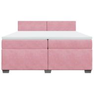 Боксспринг легло с матрак, розово, 200x200 см, кадифе