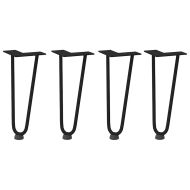 Крака тип „фиба“ за масичка за кафе, 4 бр., черни, 30 см, масивна стомана