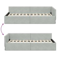 Ъглова рамка за легло Светлосиво 80 см x 200 см Кадифе
