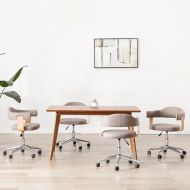 Въртящи трапезни столове, 4 бр, таупе, извито дърво и текстил