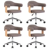 Въртящи трапезни столове, 4 бр, таупе, извито дърво и текстил