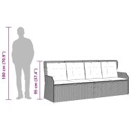 Градински лаундж комплект с възглавници 3 части сив полиратан