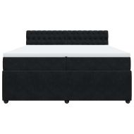 Боксспринг легло с матрак, черно, 200x200 см, кадифе