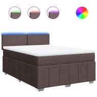 Боксспринг легло с матрак, тъмнокафяво, 140x200 см, плат