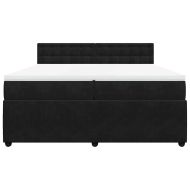 Боксспринг легло с матрак, черно, 200x200 см, кадифе