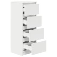 Сайдборд, бял, 37,5x35x99 см, инженерно дърво