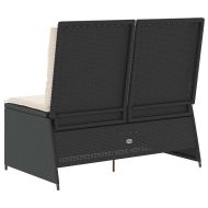 Накланяща се градинска пейка с възглавници черен полиратан