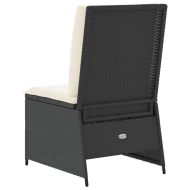 Наклоняем градински диван с възглавници, черен полиратан