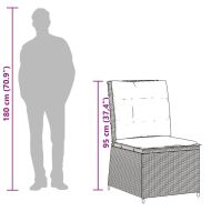 Накланящ се градински диван с възглавници, сив полиратан