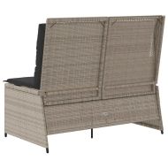 Накланяща се градинска пейка с възглавници светлосив полиратан