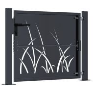 Градинска порта, антрацит, 100x75 см, дизайн с трева от стомана