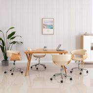 Въртящи се трапезни столове, 4 бр, кремави, изкуствена кожа