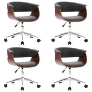 Въртящи се трапезни столове, 4 бр, сиви, текстил