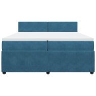 Боксспринг легло с матрак, синьо, 200x200 см, кадифе