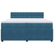 Боксспринг легло с матрак, синьо, 200x200 см, кадифе