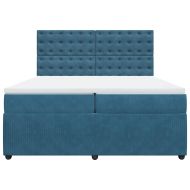 Боксспринг легло с матрак, синьо, 200x200 см, кадифе