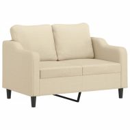 Комплект дивани от 3 части с възглавници, кремав, плат