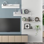 Стенни рафтове, 4 бр, бели, 80x11,5x18 см, инженерно дърво