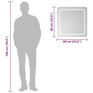 LED огледало за баня, 60x60 см