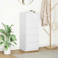 Бюфет с чекмеджета, бял, 37,5x35x99 см, инженерно дърво