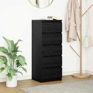 Бюфет с чекмеджета, черен дъб, 37,5x35x99 см, инженерно дърво