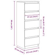 Бюфет с чекмеджета, черен дъб, 37,5x35x99 см, инженерно дърво