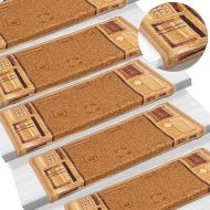 Самозалепващи стелки за стълби, 10 бр, 65x21x4 см, бежови