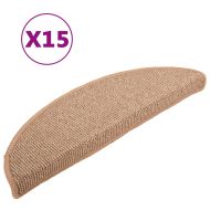 Изтривалки за стълби, 15 бр., 56x17x3 см, светлокафяви, полукръгли