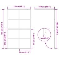 Стена за душ с прозрачно ESG стъкло, 115x195 см, черна