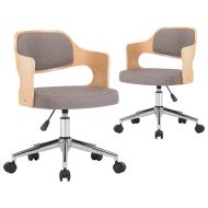 Въртящи трапезни столове, 2 бр, таупе, извито дърво и текстил