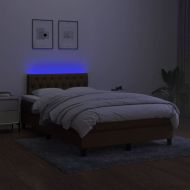 Боксспринг легло с матрак и LED, тъмнокафяво, 120x200 см, плат