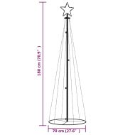 Конусовидна коледна елха, студено бяло, 108 LED, 70x180 см
