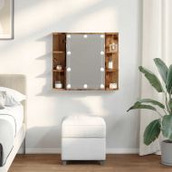 Огледален шкаф с LED Старо дърво 70x16,5x60 cm