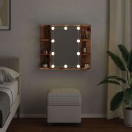 Огледален шкаф с LED Старо дърво 70x16,5x60 cm