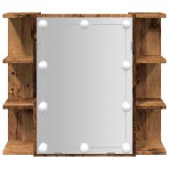 Огледален шкаф с LED Старо дърво 70x16,5x60 cm
