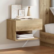 Нощно шкафче за стенен монтаж, дъб артизан