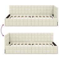 Ъглова рамка за легло с таблото Крем 100 см x 200 см Кадифе