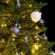 Изкуствена коледна елха с шарнири, 150 LED и топки, 150 см