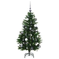 Изкуствена коледна елха с шарнири, 150 LED и топки, 150 см
