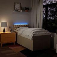 Боксспринг легло с матрак, кремава, 90x190 см, плат