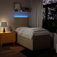 Боксспринг легло с матрак, кремава, 90x190 см, плат