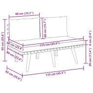 Градинска пейка с възглавници, 115 см, акациево дърво масив