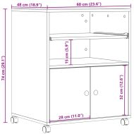 Стойка за принтер с колелца, опушен дъб, 60x48x74 см