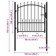 Оградна порта EMMEN с шипове, стомана, 104x97 см, черна